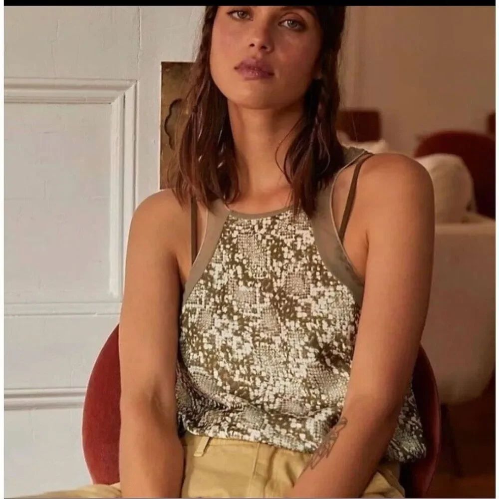 Free People Intimately Moss Green Night Out Snakeskin Mesh Bodysuit NWOT